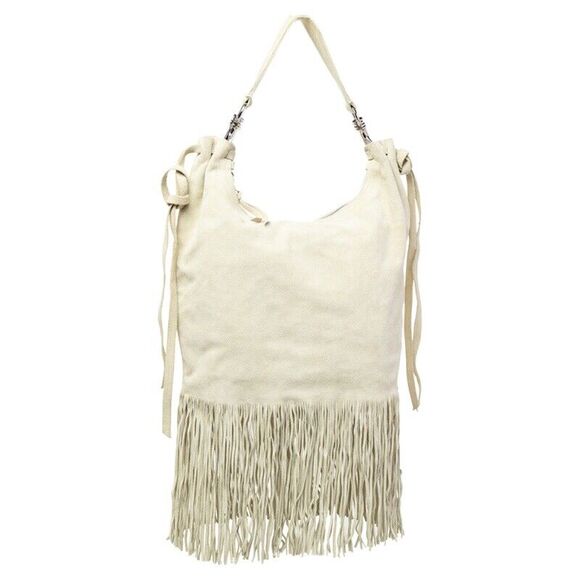 Miu Miu Handbags - Miu Light Beige Suede Fringe Hobo #129618M28B